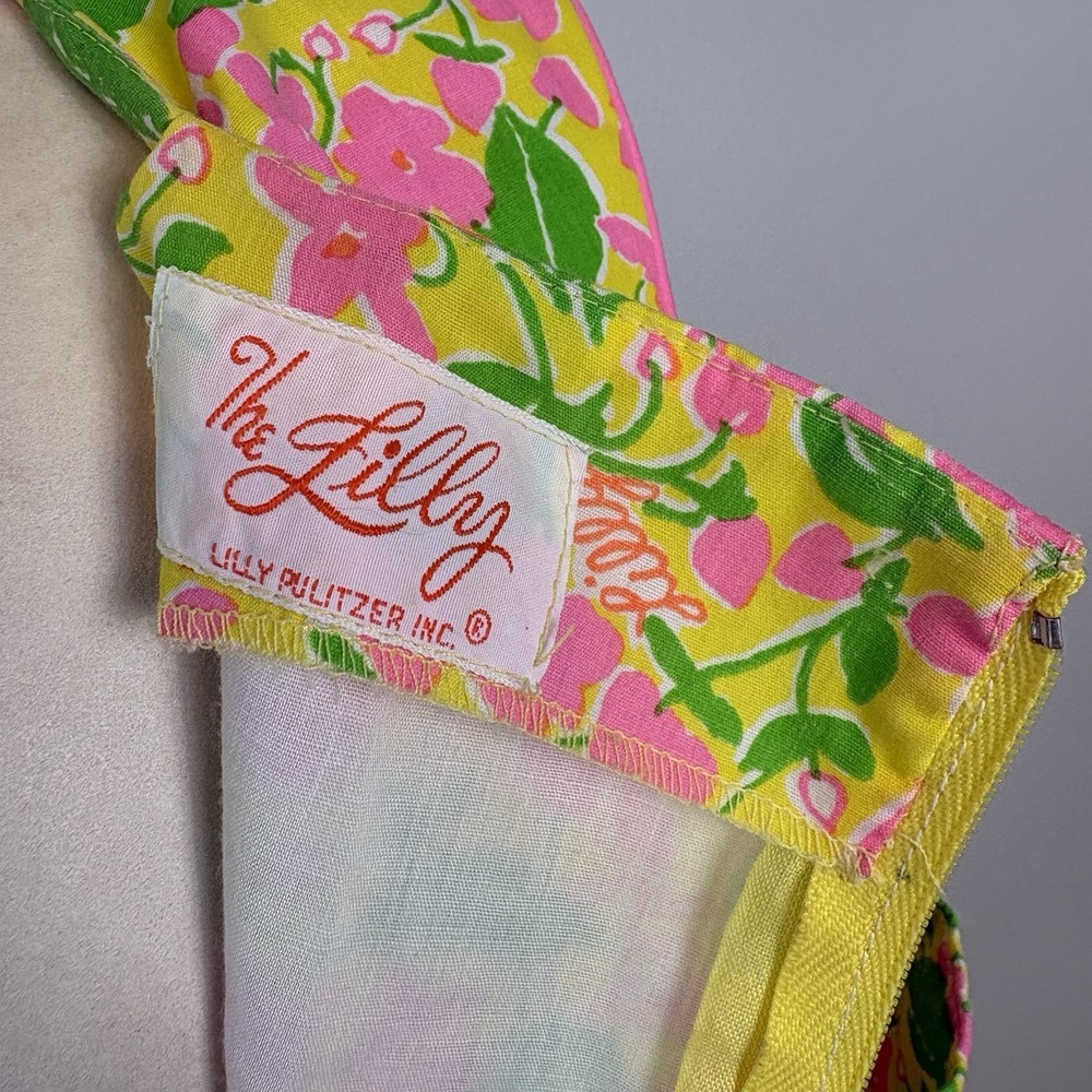 Vtg 70s Lilly Pulitzer The Lilly Floral Midi Dress Pink Sz 14 60s Cottagecore - Picture 2 of 12
